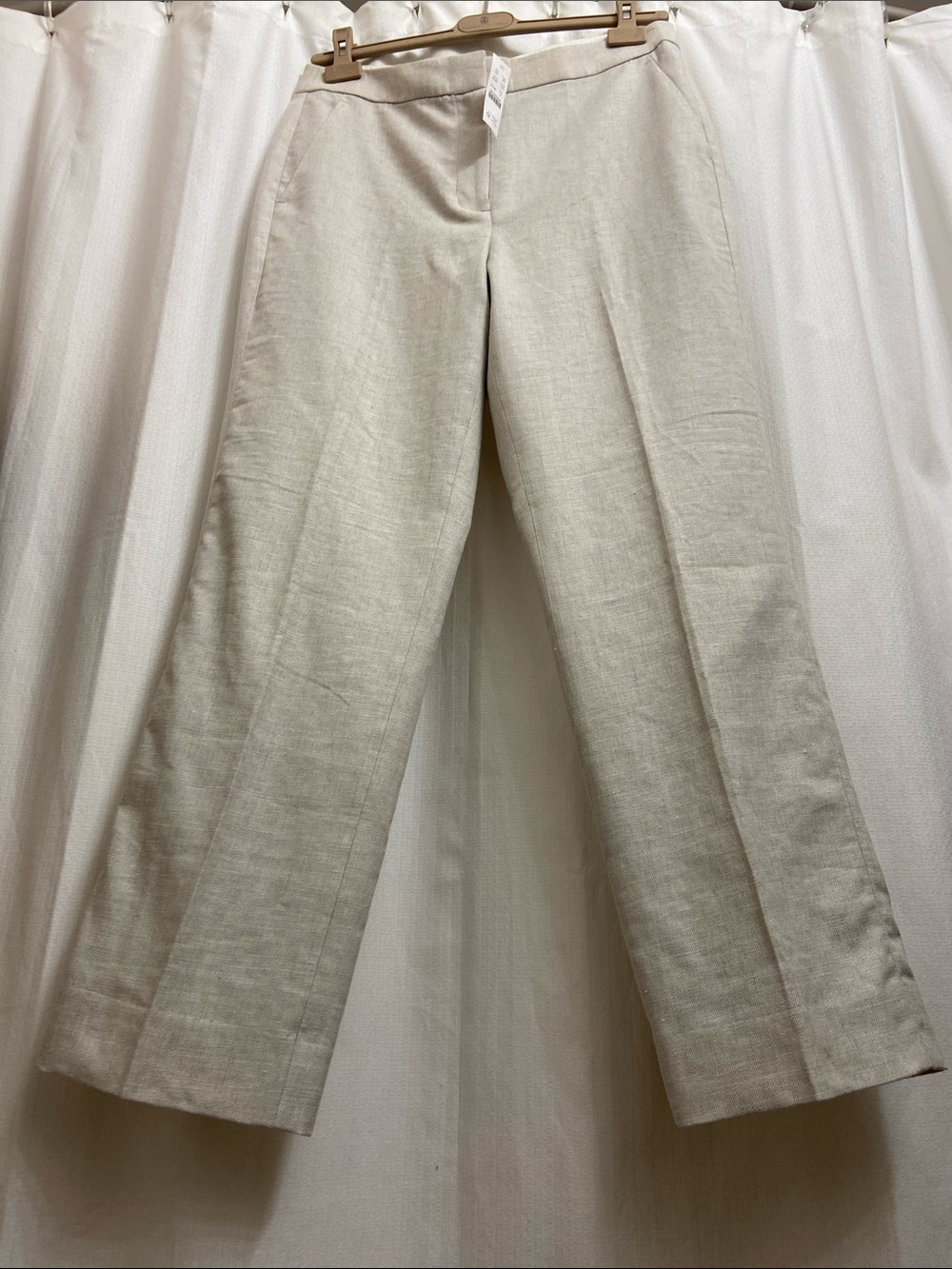 J. Crew Kate Straight-Leg Pant in Natural Linen Neutral Tailored Trouser - Picture 3 of 16
